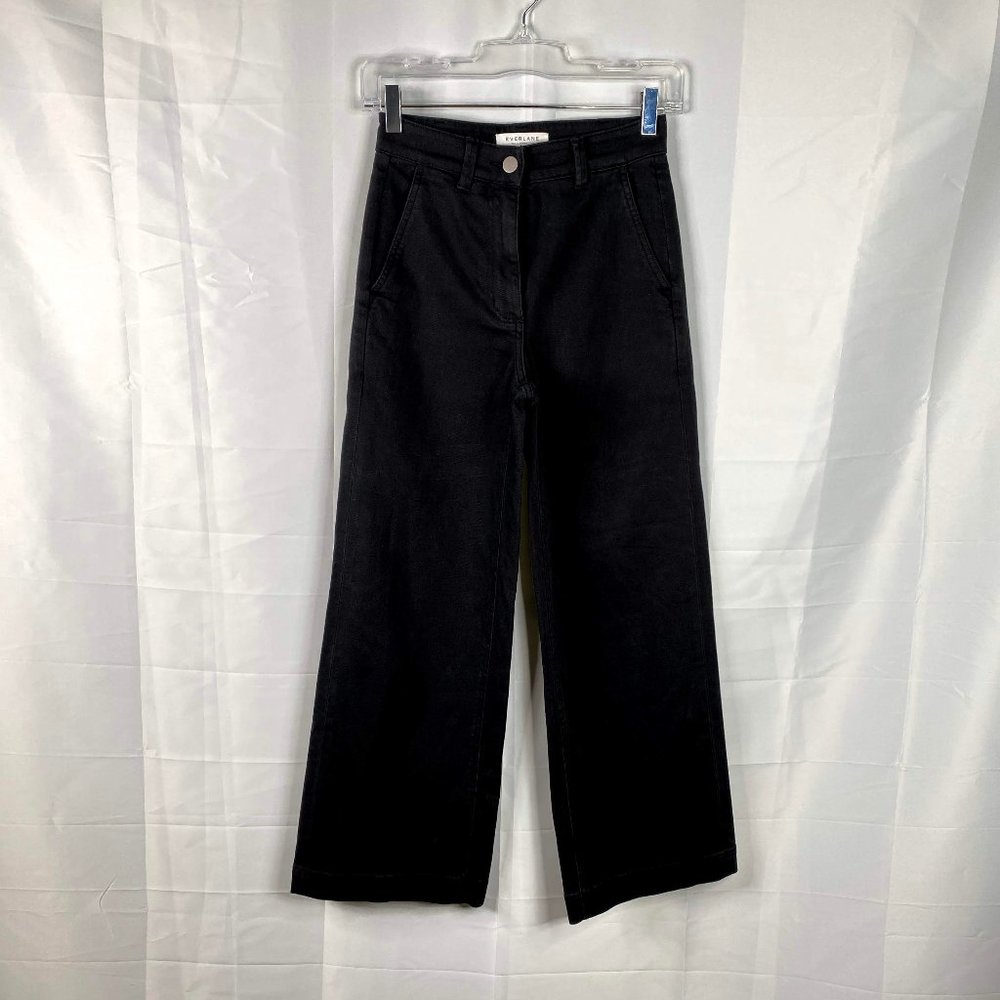 everlane women's black wide leg pant SZ 00